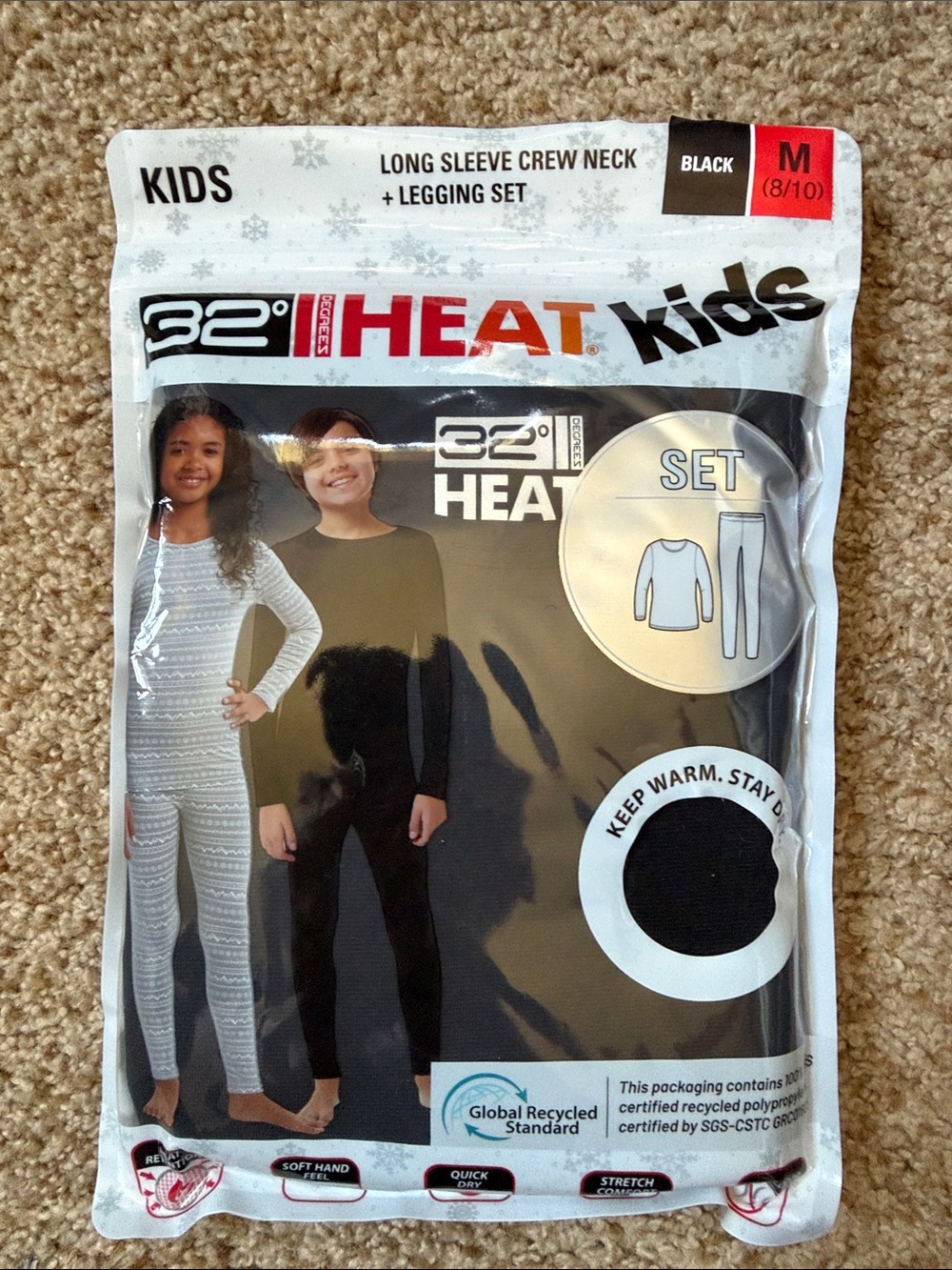 NWT 32 Degrees Heat long sleeve crew neck legging set, black, M 8/10